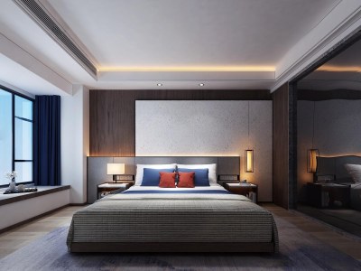 新中式主卧3D模型下载